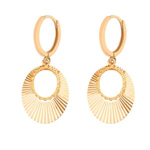 گوشواره حلقه ای طلا 18 عیار زنانه درنیتا گلد مدل بیضی تراشدار کد 509ce